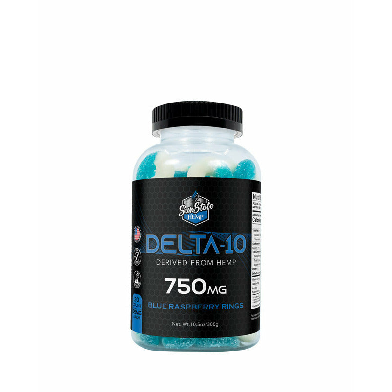 DELTA 10 GUMMY BLUE RASPBERRY RINGS 30CT 750MG