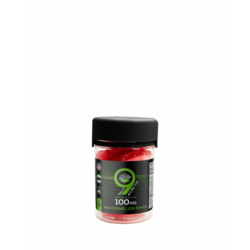 DELTA 9 GUMMY WATERMELON RINGS 10CT 100MG (LESS THAN 0.3% THC)