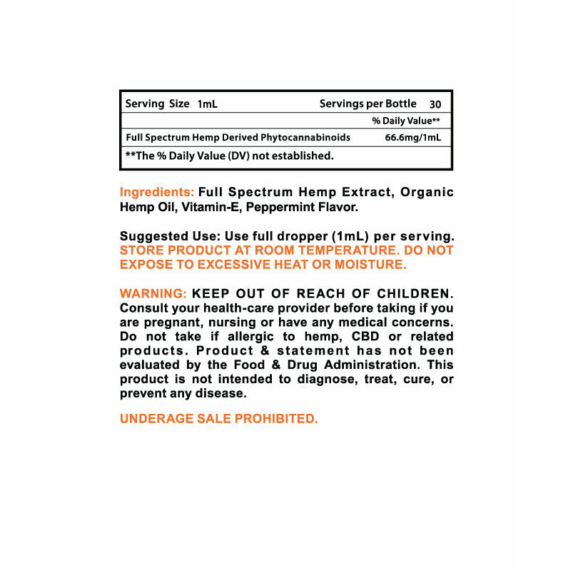 CBD FULL SPECTRUM HEMPSEED OIL TINCTURE 30ML