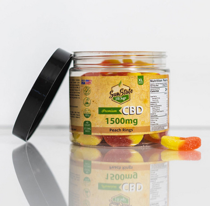 CBD GUMMY TRADITIONAL PEACH RINGS 16OZ 1500MG