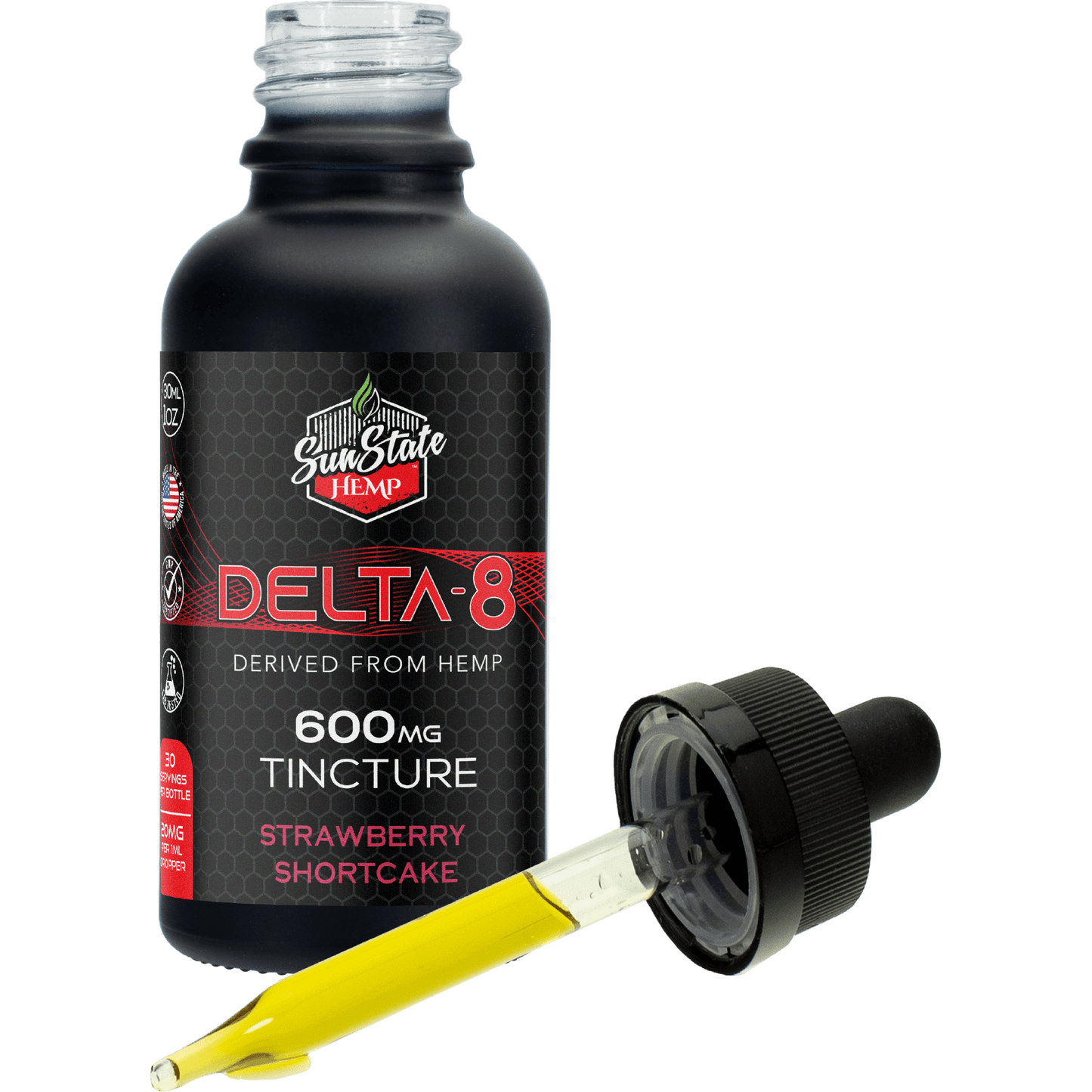 DELTA 8 MCT OIL TINCTURE STRAWBERRY SHORTCAKE 30ML 600MG