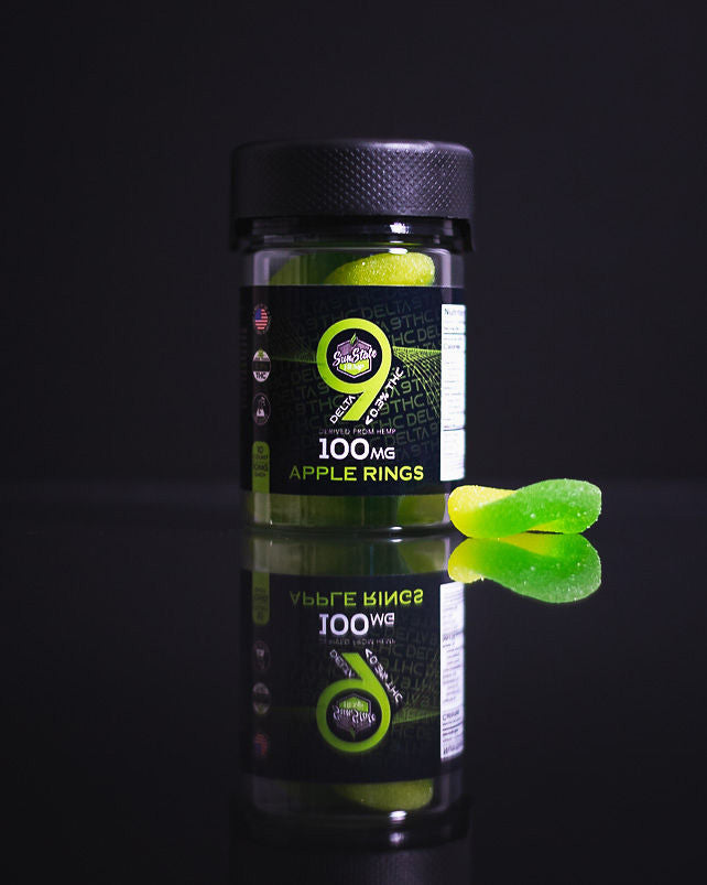 DELTA 9 GUMMY APPLE RINGS 10CT 100MG (LESS THAN 0.3% THC)