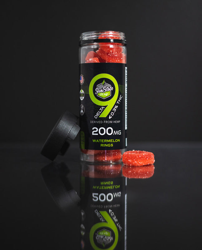 DELTA 9 GUMMY WATERMELON RINGS 20CT 200MG (LESS THAN 0.3% THC)