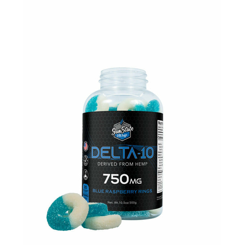 DELTA 10 GUMMY BLUE RASPBERRY RINGS 30CT 750MG